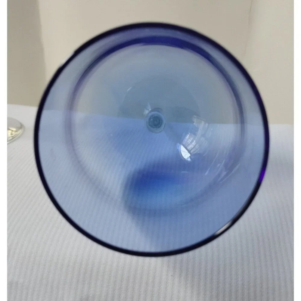 2 Pier One Vina Blue Wine Glasses Clear Stemmed 9.25